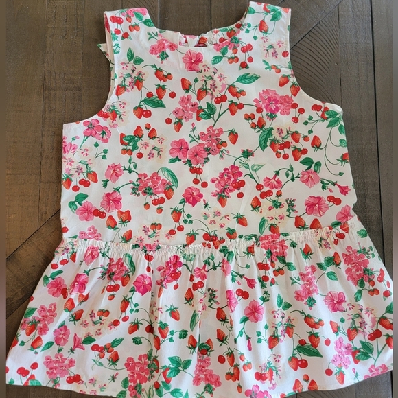 NWT Ann Taylor Strawberry And Cherry White Peplum Tie Back Top Size S - Picture 7 of 12